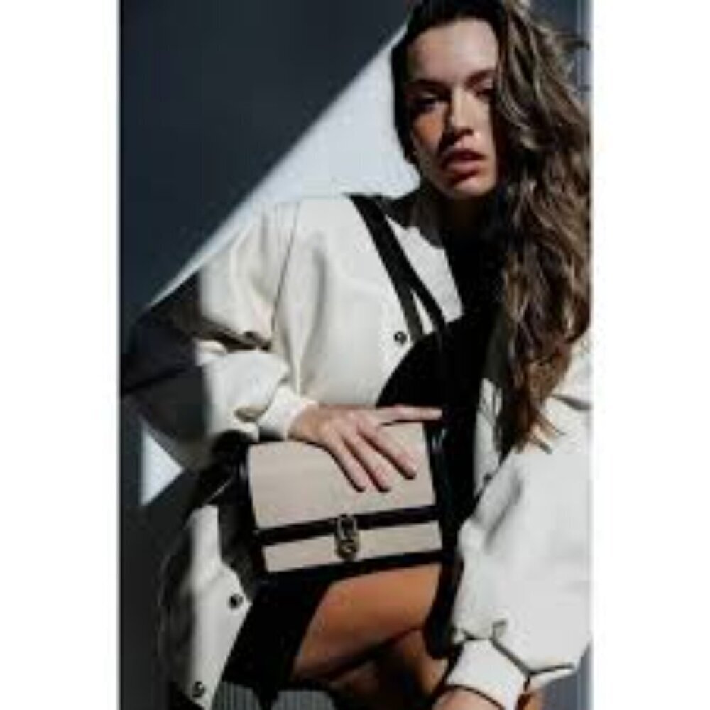 NWT- JULES KAE X ANTHROPOLOGIE MIA  BAG BLUSH LIZARD/BLACK - Picture 8 of 9